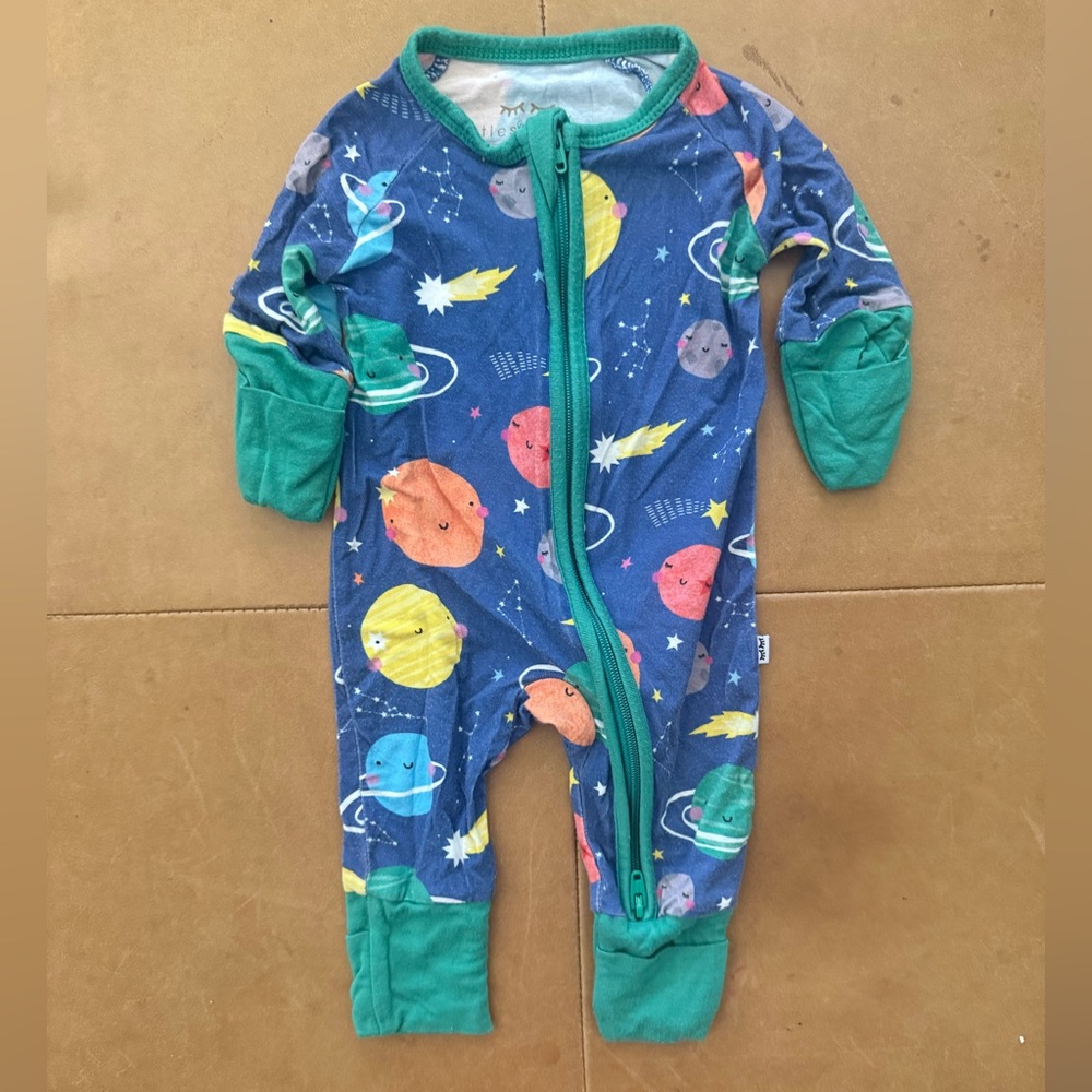 Little Sleepies Blue and Green Space Footies